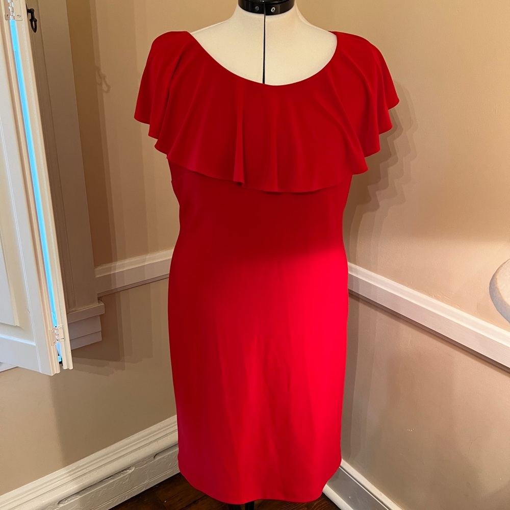 Ribkoff stretch sleeveless red dress size 16